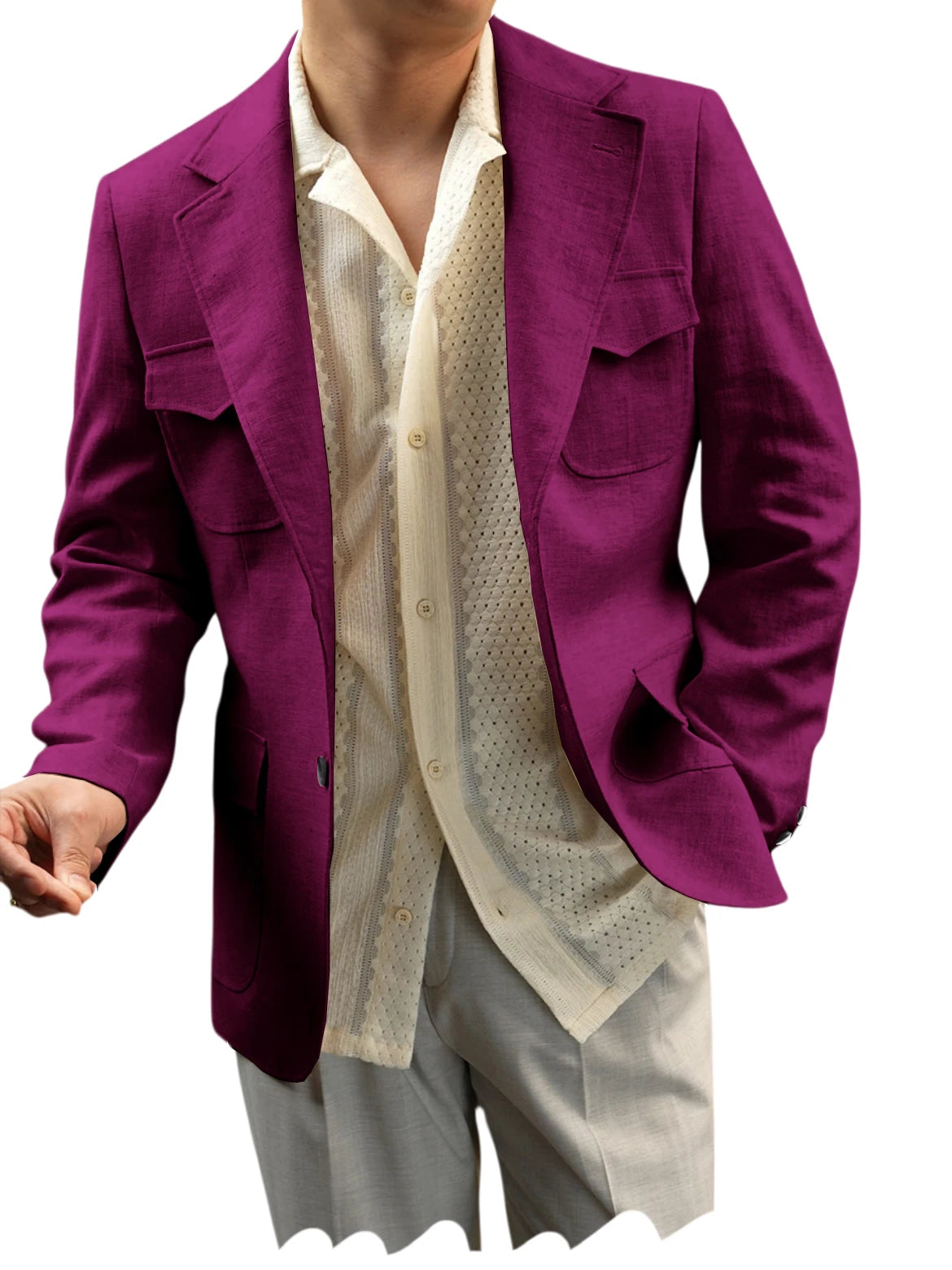 Blazer lin homme beige léger – CLEVI Paris