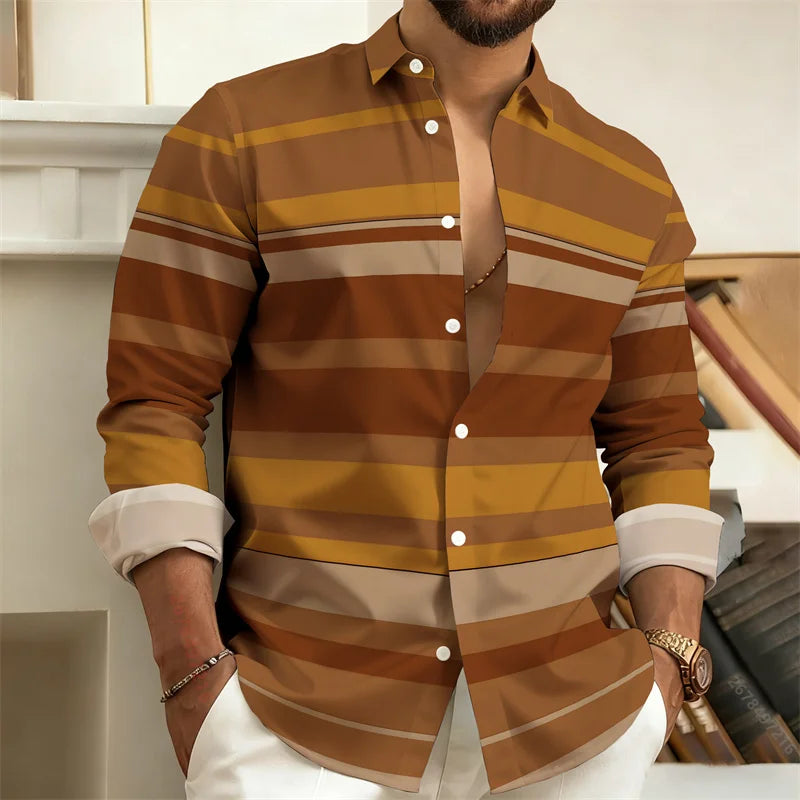Chemise rayée homme manches longues – CLEVI Paris