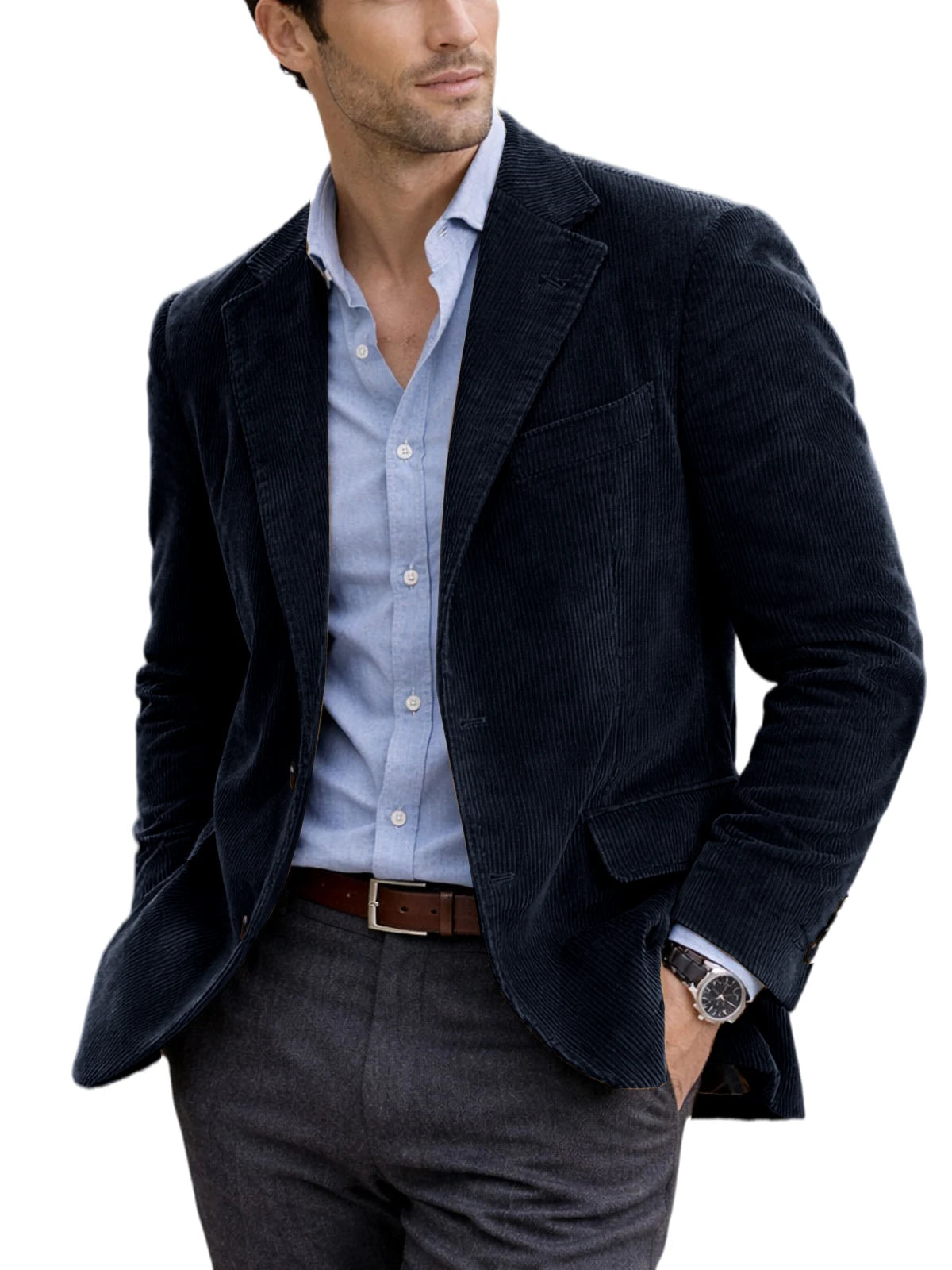 Blazer homme en velours côtelé à 2 boutons – CLEVI Paris