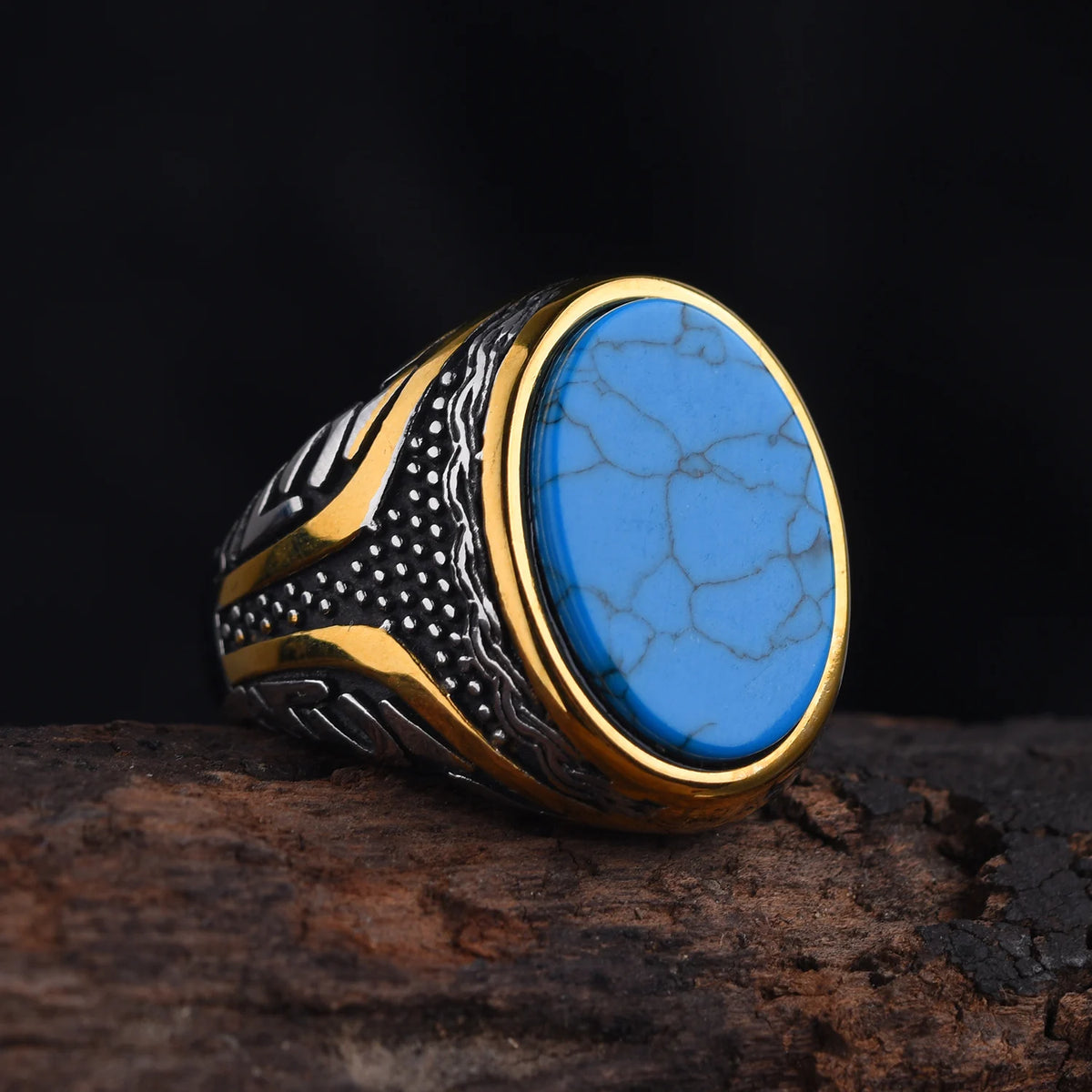 Bague Homme Pierre Acier Inoxydable Vintage – CLEVI Paris