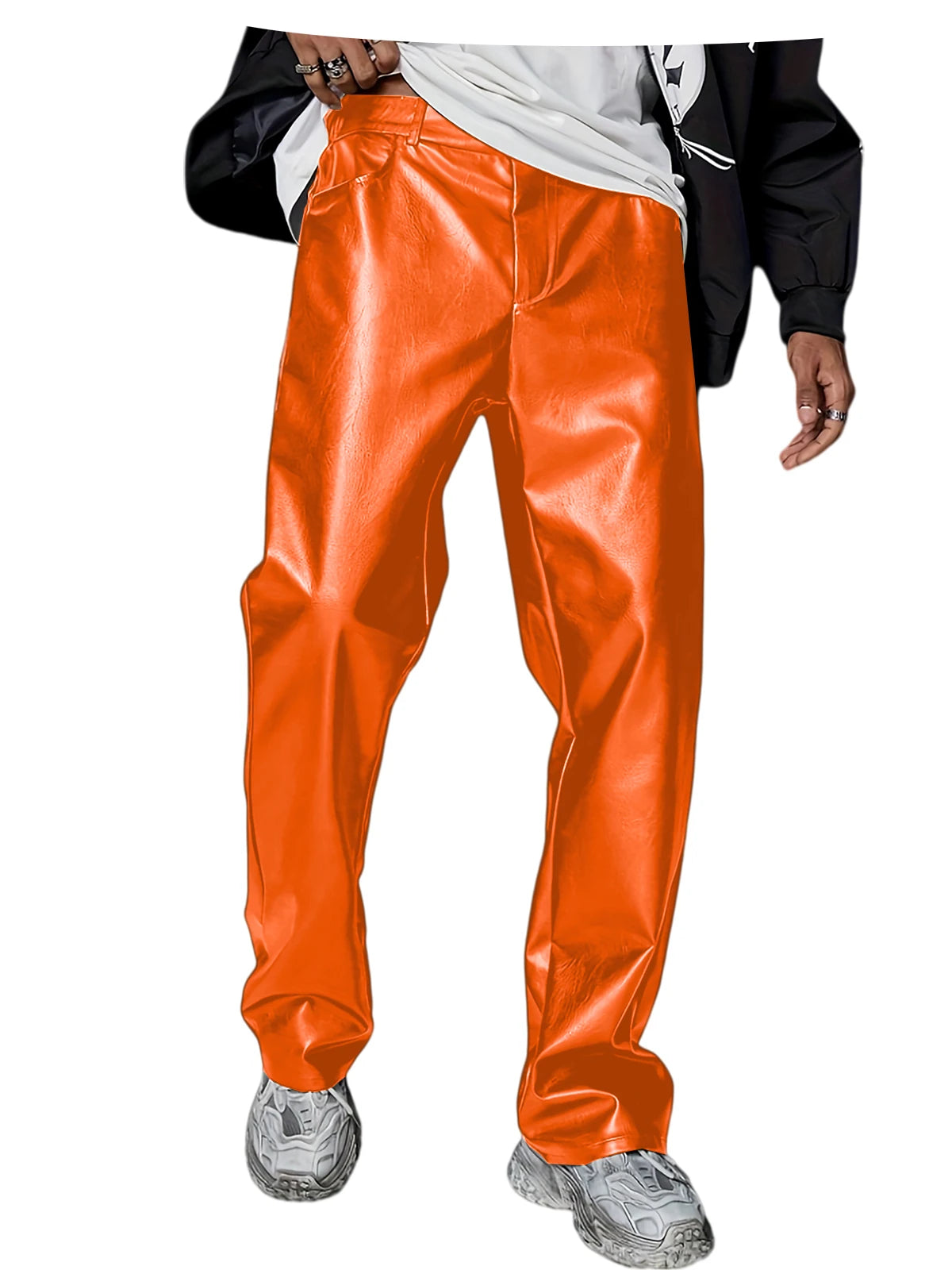 Pantalon homme en similicuir, coupe droite – CLEVI Paris