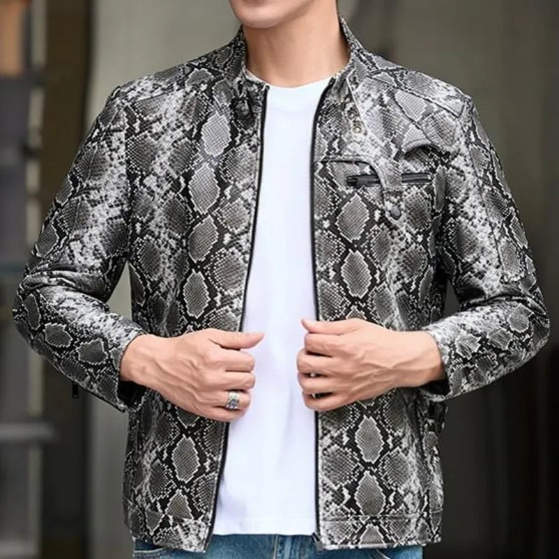 Blouson homme en cuir motif serpent – CLEVI Paris