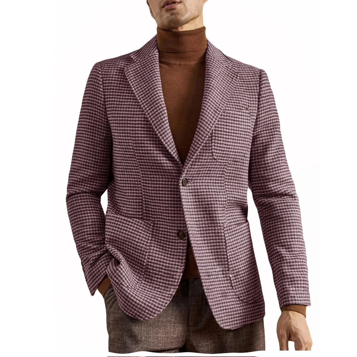 Blazer homme pied-de-poule en laine mélangée – CLEVI Paris