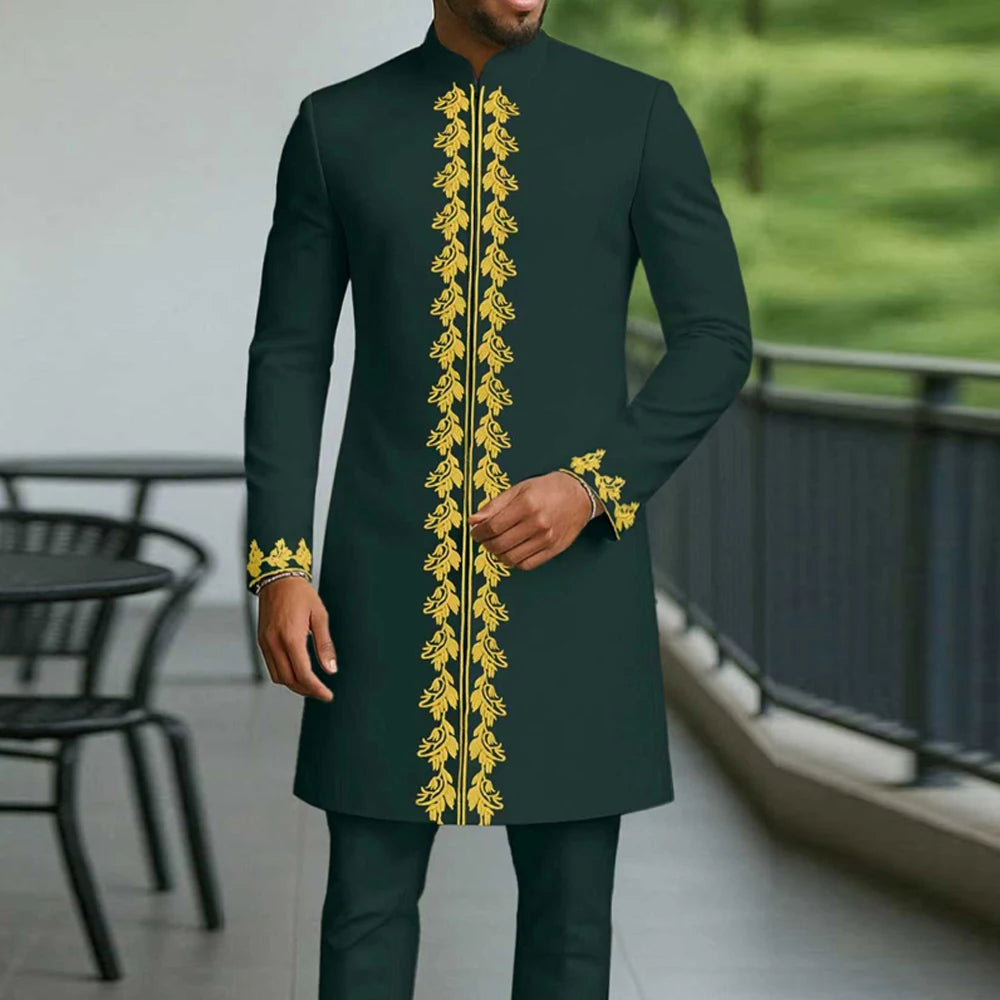 Ensemble 2 Pièces Homme Style Africain Broderie Tuxedo – CLEVI Paris
