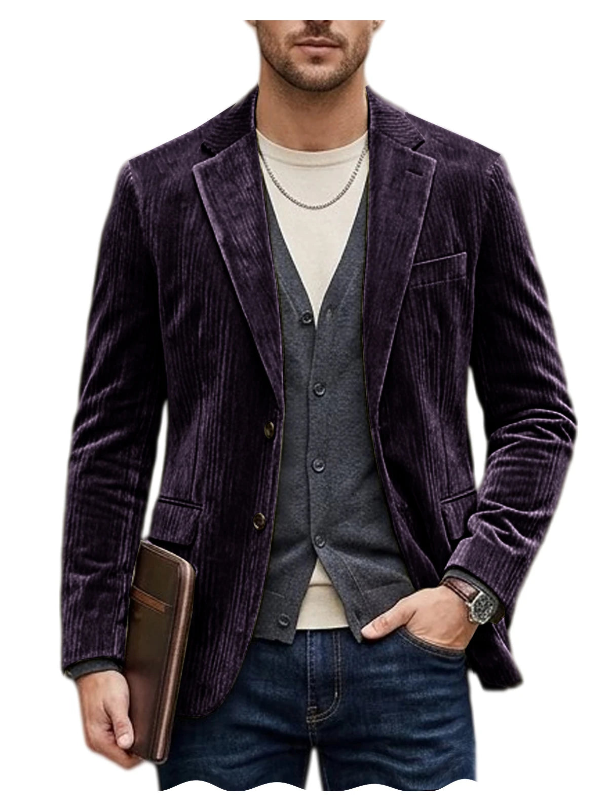 Blazer homme en velours côtelé, coupe ajustée – CLEVI Paris