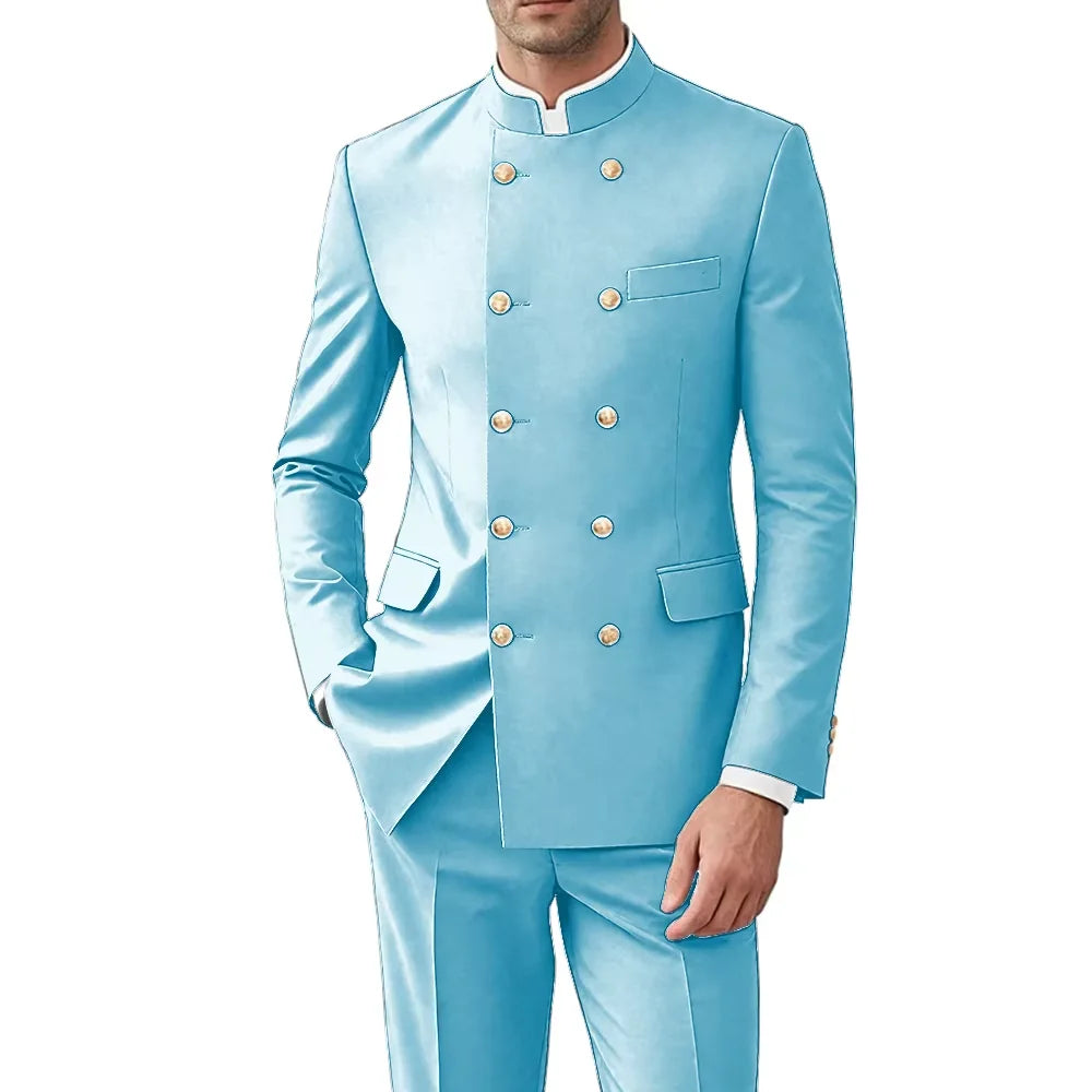 Costume Col Mandarin Homme Croisé – CLEVI Paris