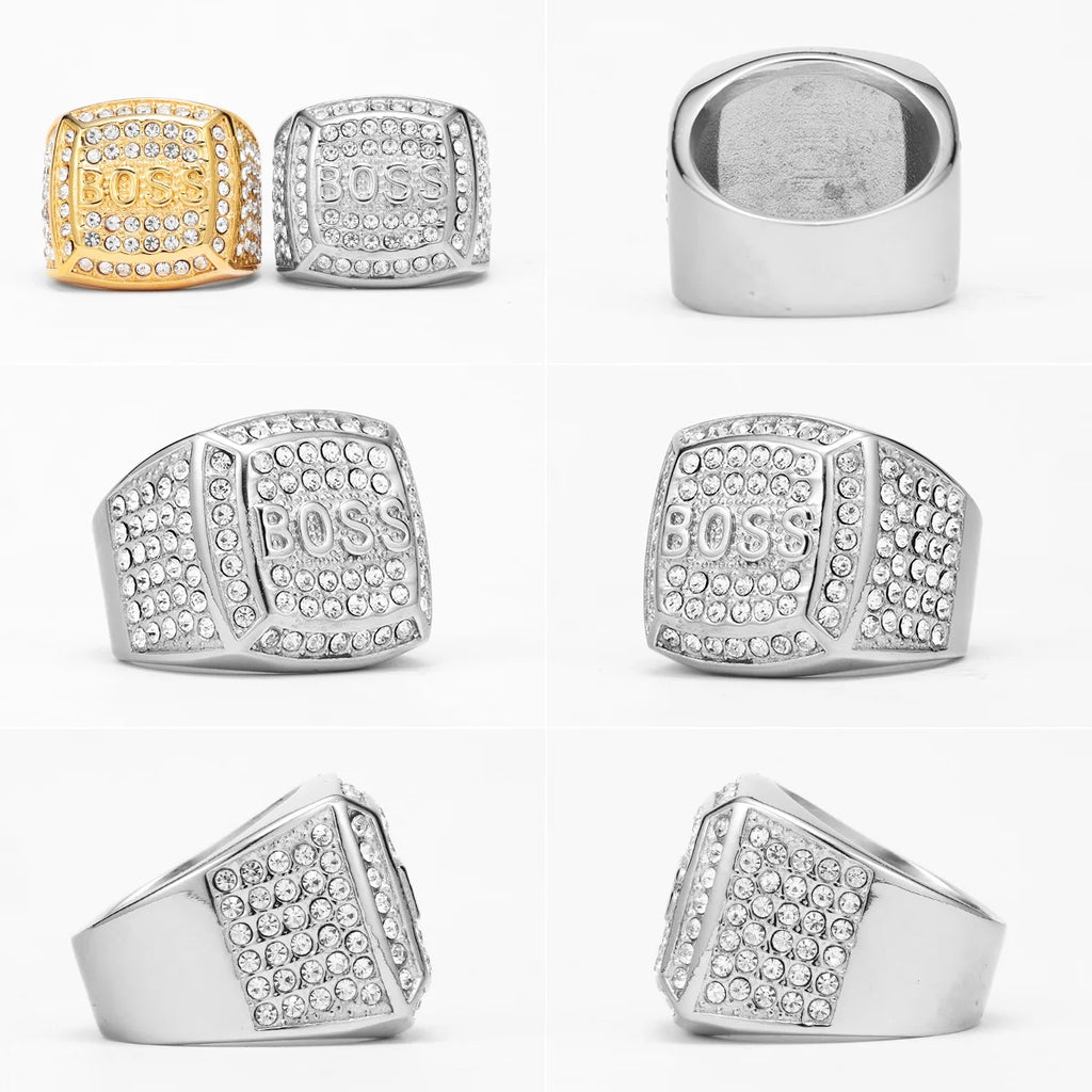 Bague Homme Punk Acier Inoxydable 316L Strass – CLEVI Paris