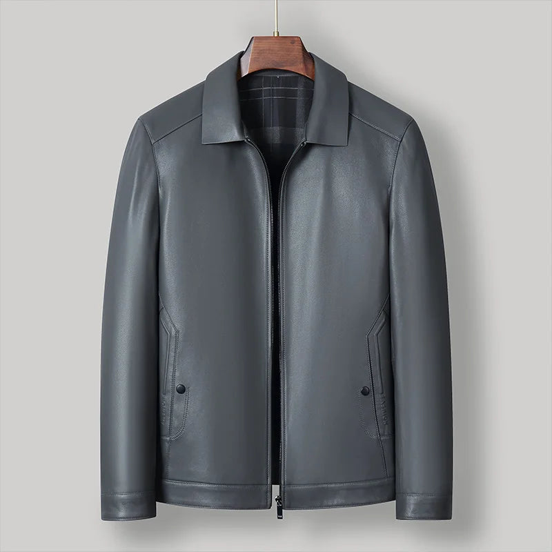 Veste courte homme en cuir de mouton zippée – CLEVI Paris