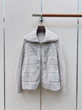 Veste femme en maille et fausse fourrure – CLEVI Paris