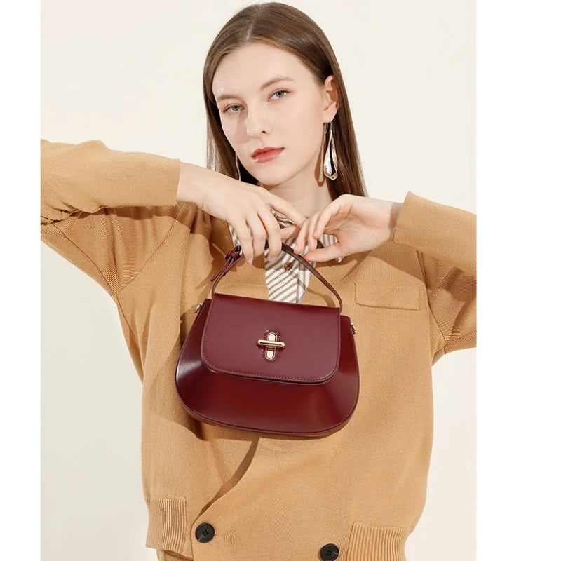 Sac Bandoulière Femme Cuir Véritable Style Selle Vintage Luxe Bordeaux – CLEVI Paris