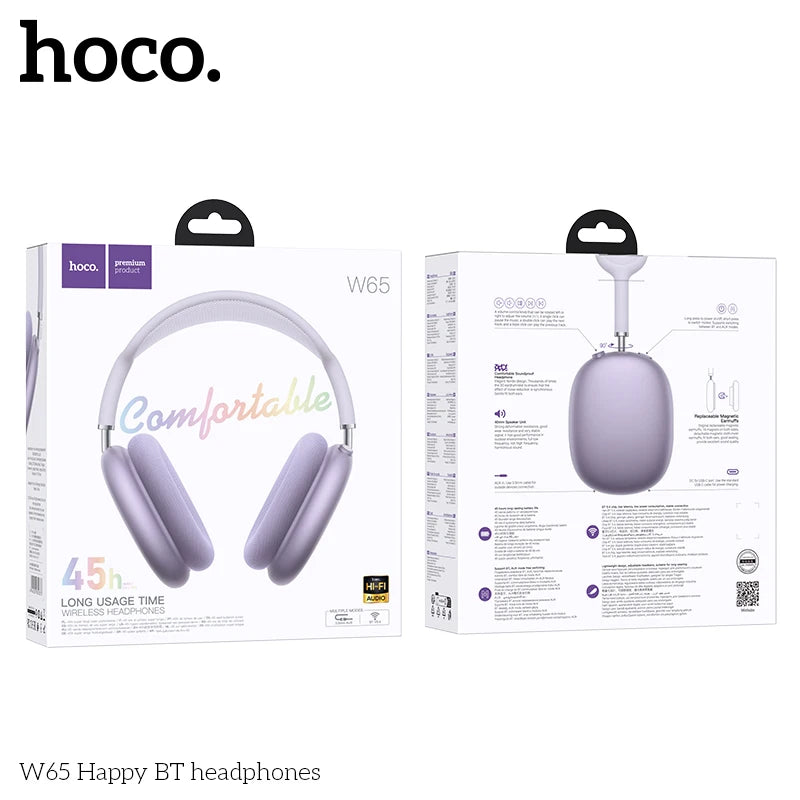 Casque Bluetooth HOCO W65 Happy 45H Tissu BT 5.4 – CLEVI Paris