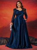 Robe de soirée satin à sequins grande taille – CLEVI Paris
