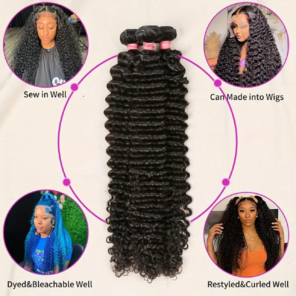 Bundles Deep Wave Cheveux Humains Remy Brésiliens – CLEVI Paris
