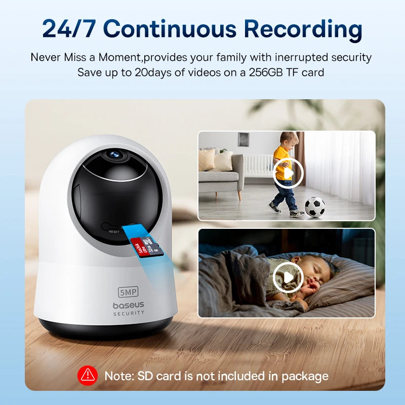Caméra Intérieure Baseus P1 Pro 5MP 3K PTZ 360° Wi-Fi 2,4G/5G IA Alexa Google Home – CLEVI Paris