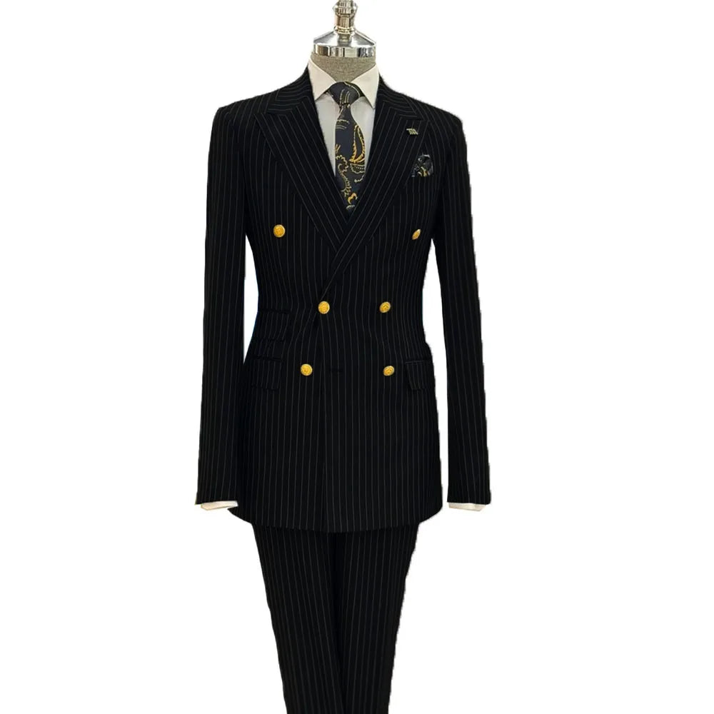 Costume homme rayé double boutonnage – CLEVI Paris