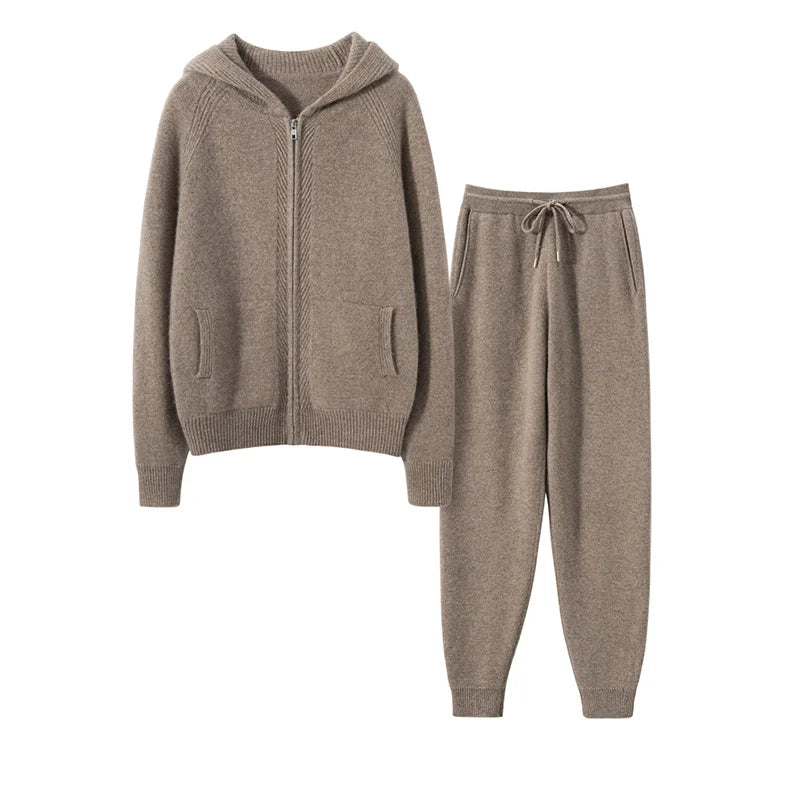 Ensemble femme en maille, cardigan et pantalon – CLEVI Paris