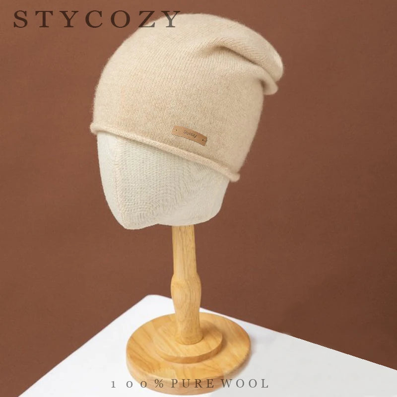 Bonnet unisexe en laine mérinos à bord roulé – CLEVI Paris