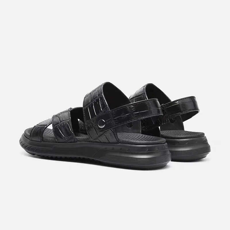 Sandales homme noires en cuir – CLEVI Paris