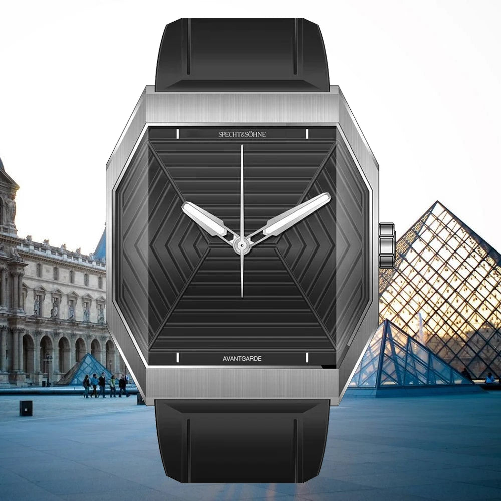 Specht & Söhne Montre Quartz Japonais Homme Octogone Saphir 3D Cadran Pyramides 36mm – CLEVI Paris