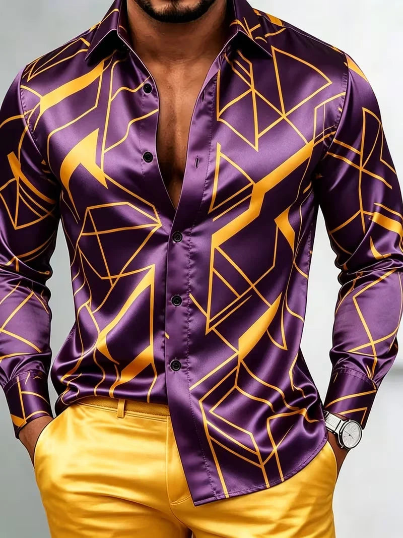 Chemise homme satinée ciel étoilé – CLEVI Paris
