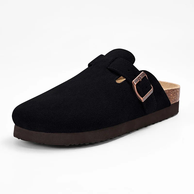 Mules Suède Boucle Métal Semelle Liège Soutien de Voûte | Mixte EU 36-46