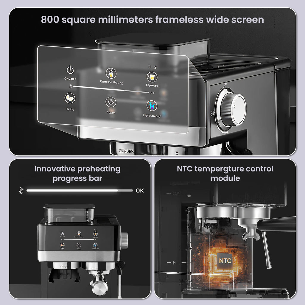 Machine expresso avec moulin intégré, pré-infusion – CLEVI Paris