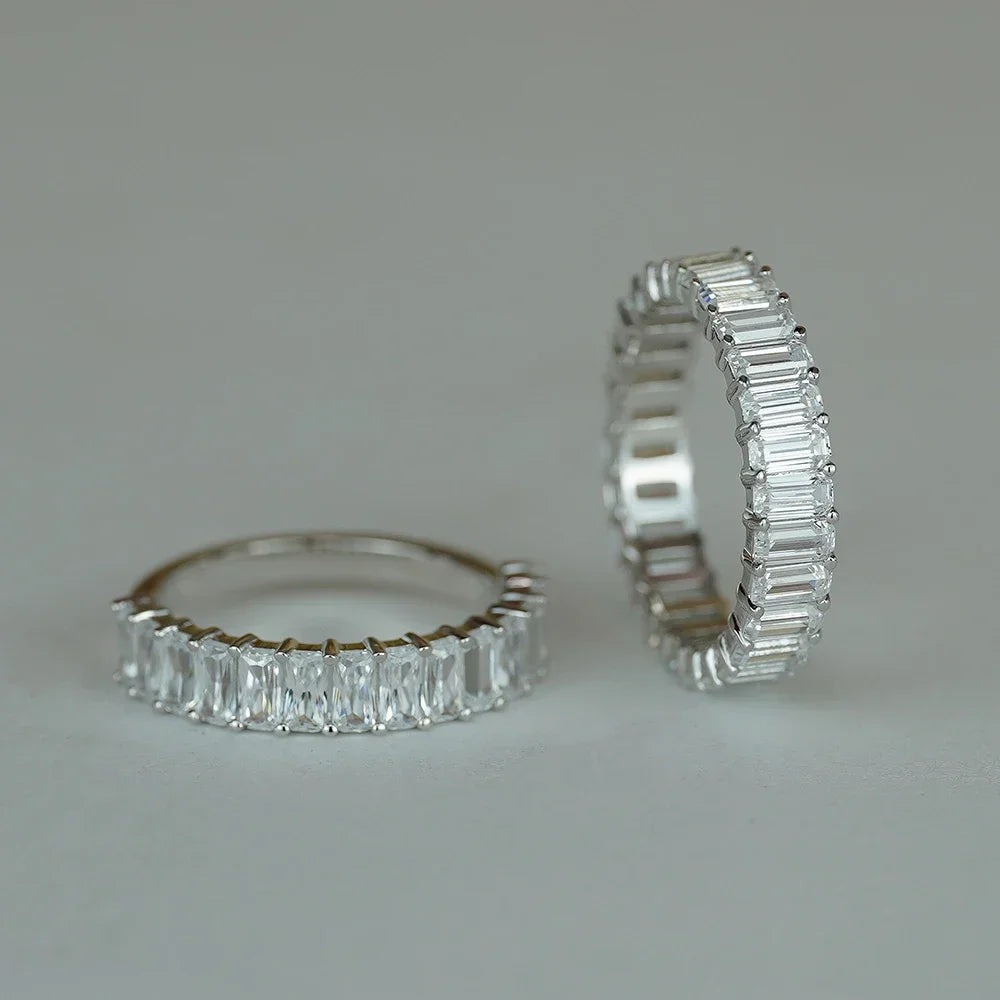 Bague Femme Rectangulaire en Argent 925, Moissanite – CLEVI Paris