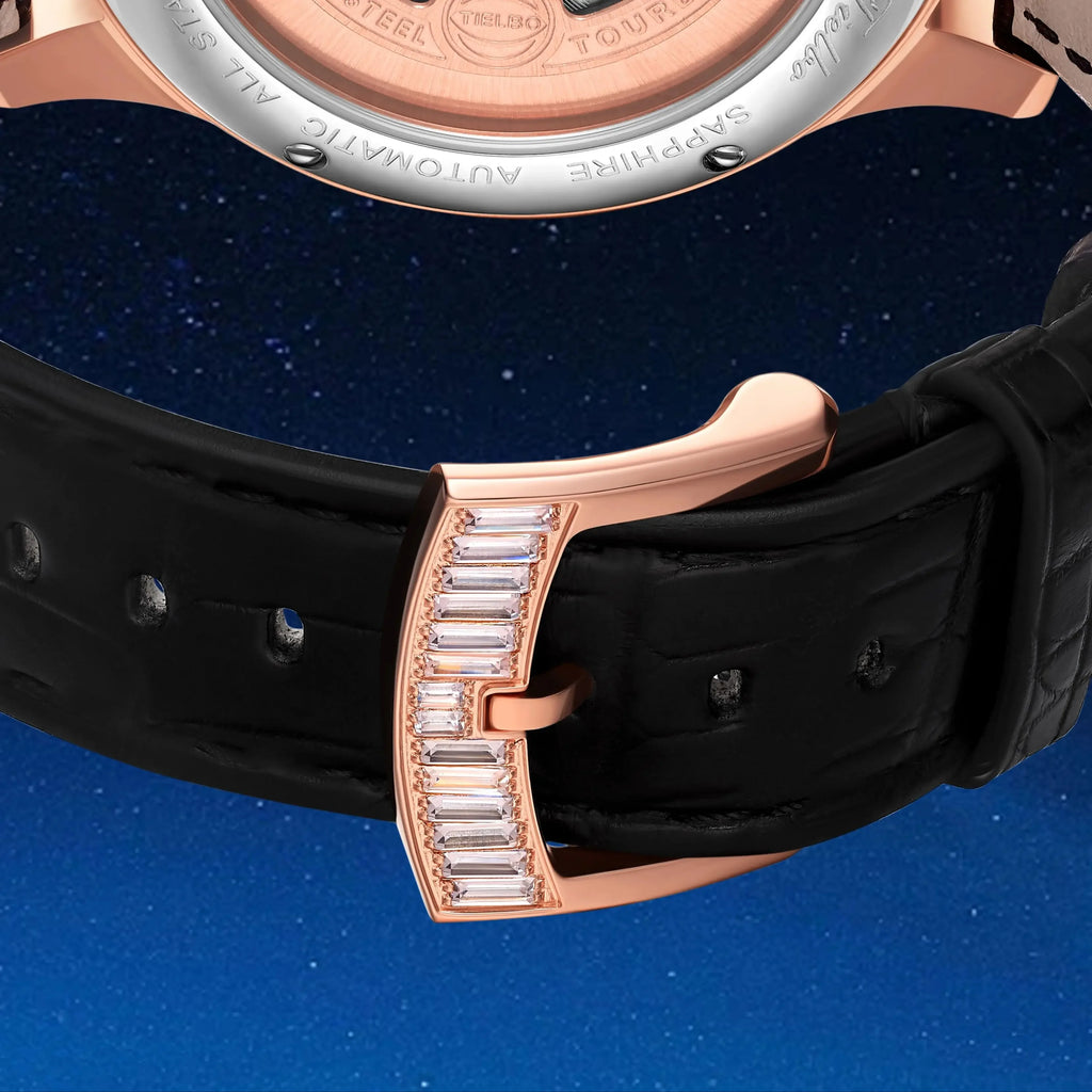 Montre Tourbillon Phase de Lune Cristaux Saphir Homme – CLEVI Paris