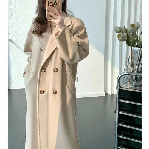 Manteau femme laine et cachemire croisé – CLEVI Paris