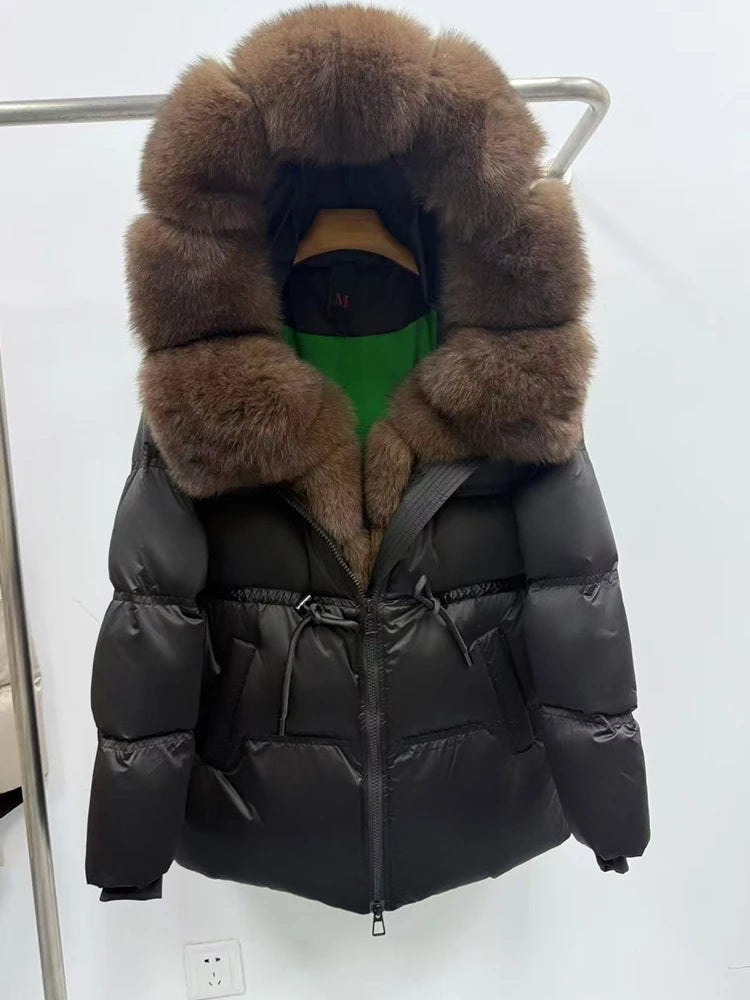 Parka duvet femme à capuche et fourrure – CLEVI Paris