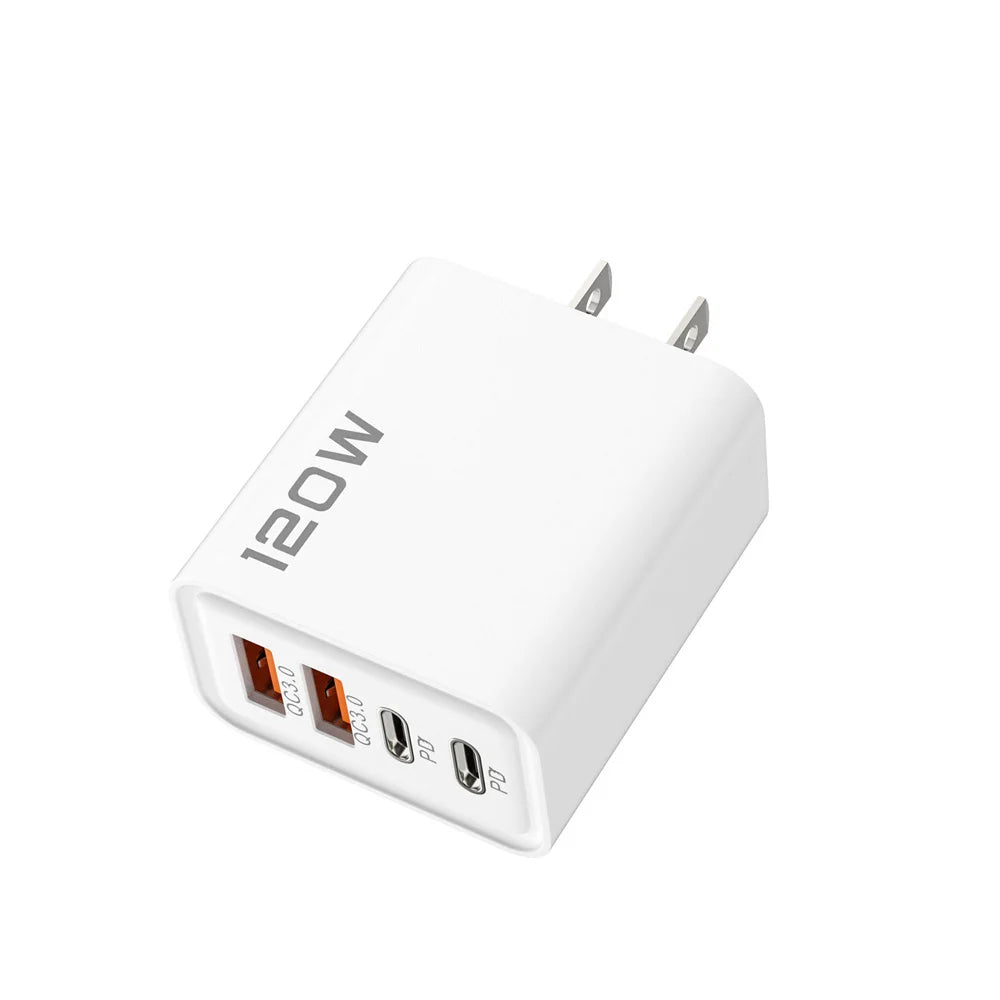 Chargeur Mural 4 Ports USB-C 120W + Câble 10A Prise EU US UK – CLEVI Paris