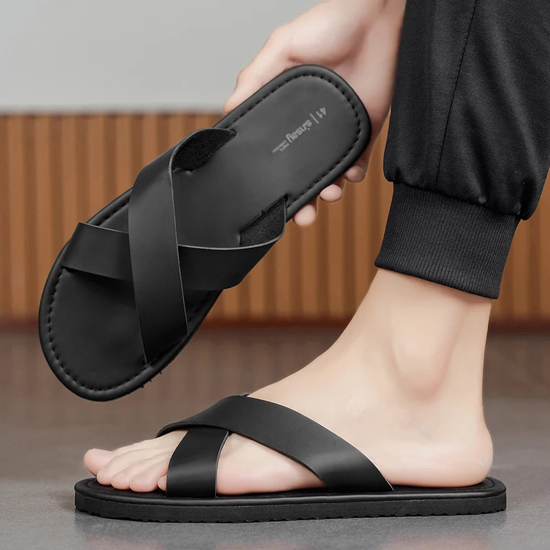 Pantoufles homme à semelle caoutchouc – CLEVI Paris