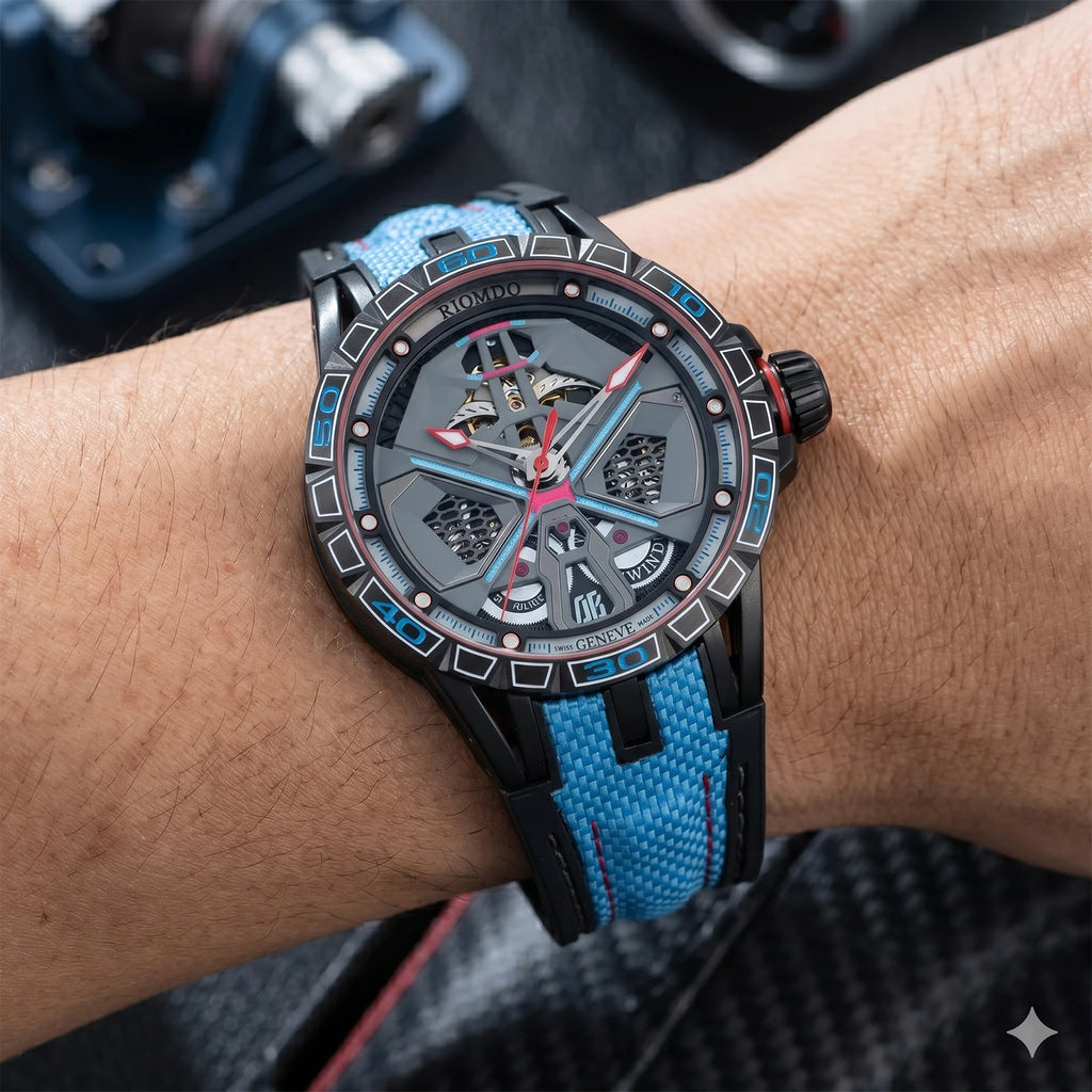Montre Homme Automatique Squelette Grand Cadran Militaire Acier Oblvlo RD-919 – CLEVI Paris