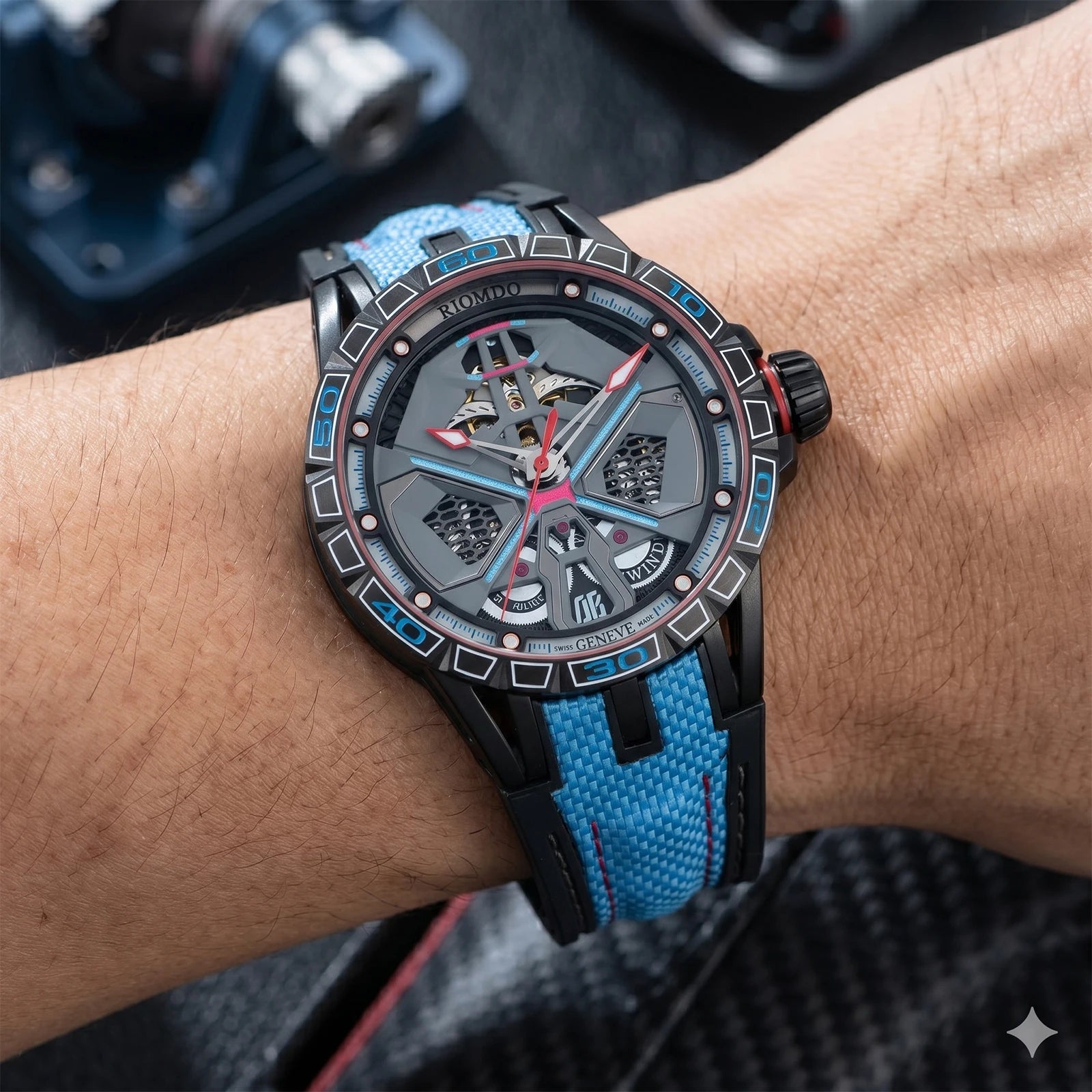 Montre Homme Automatique Squelette Grand Cadran Militaire Acier Oblvlo RD-919 – CLEVI Paris