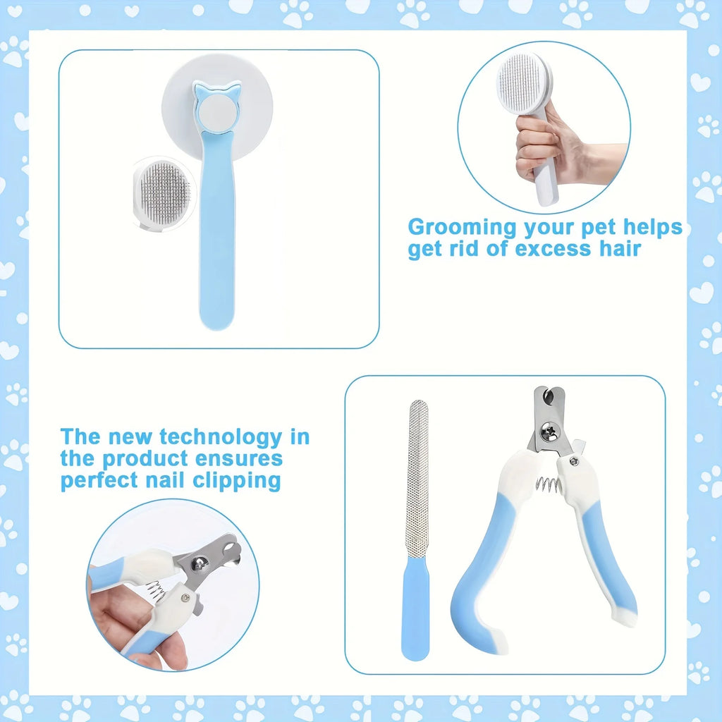 Kit toilettage animaux 8 pièces avec brosse bain – CLEVI Paris