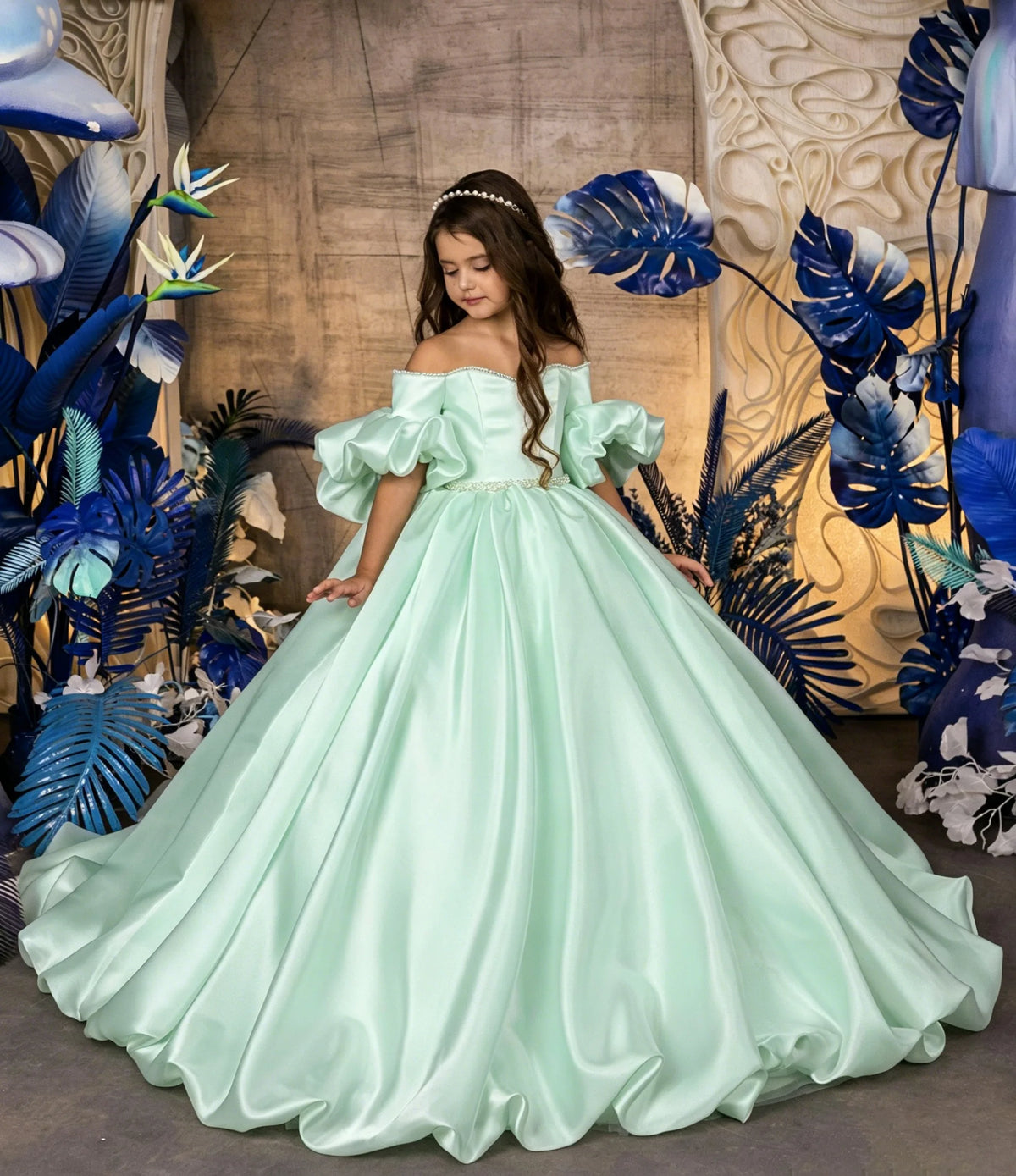 Robe cérémonie fille en satin ZHJ – CLEVI Paris