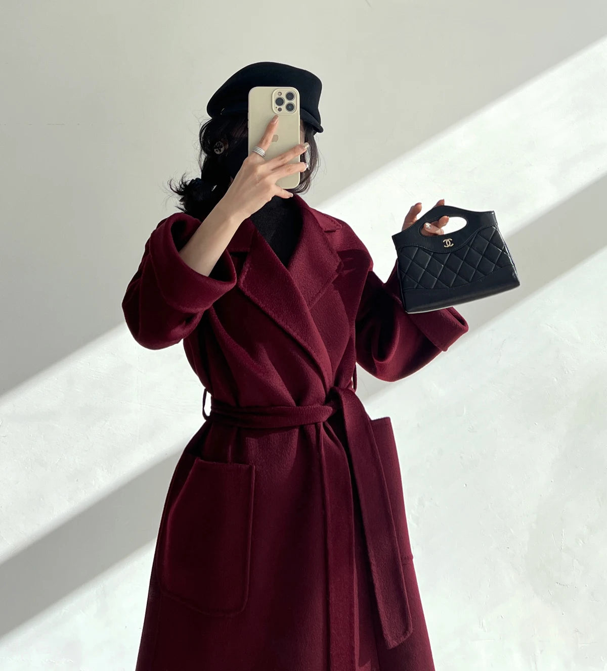 Manteau femme ceinturé laine et cachemire – CLEVI Paris
