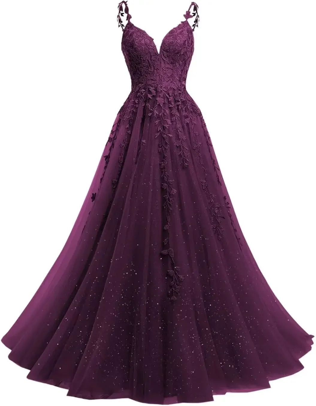 Robe de mariée en dentelle ligne A col V – CLEVI Paris