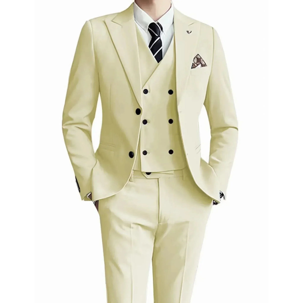Costume homme 3 pièces uni, veste et gilet – CLEVI Paris