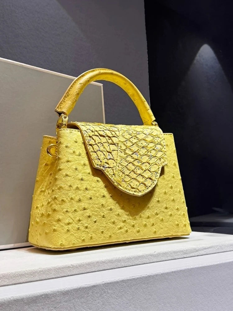 Sac à main femme en cuir effet autruche – CLEVI Paris