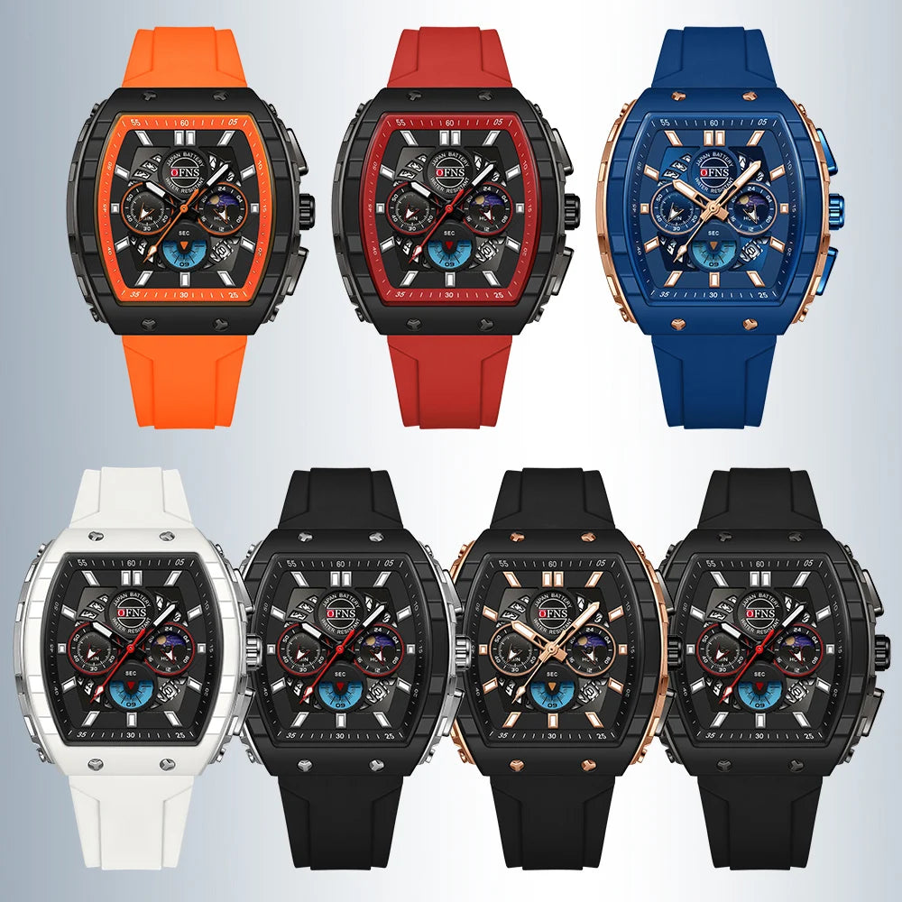 OFNS 1203 Montre Homme Quartz Chronographe Silicone Lumineux Sport – CLEVI Paris