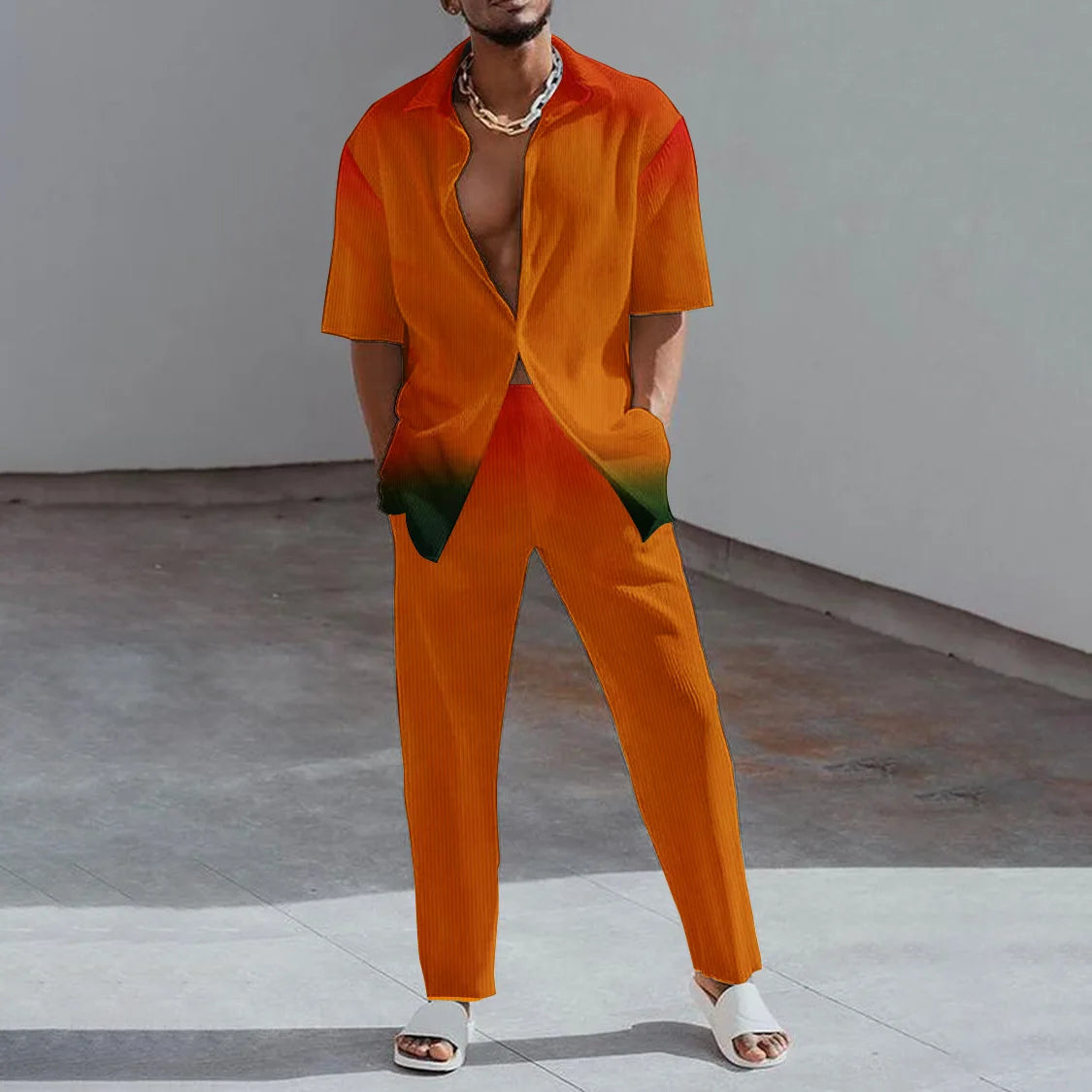 Ensemble 2 Pièces Homme Imprimé 3D Chemise & Pantalon Été – CLEVI Paris