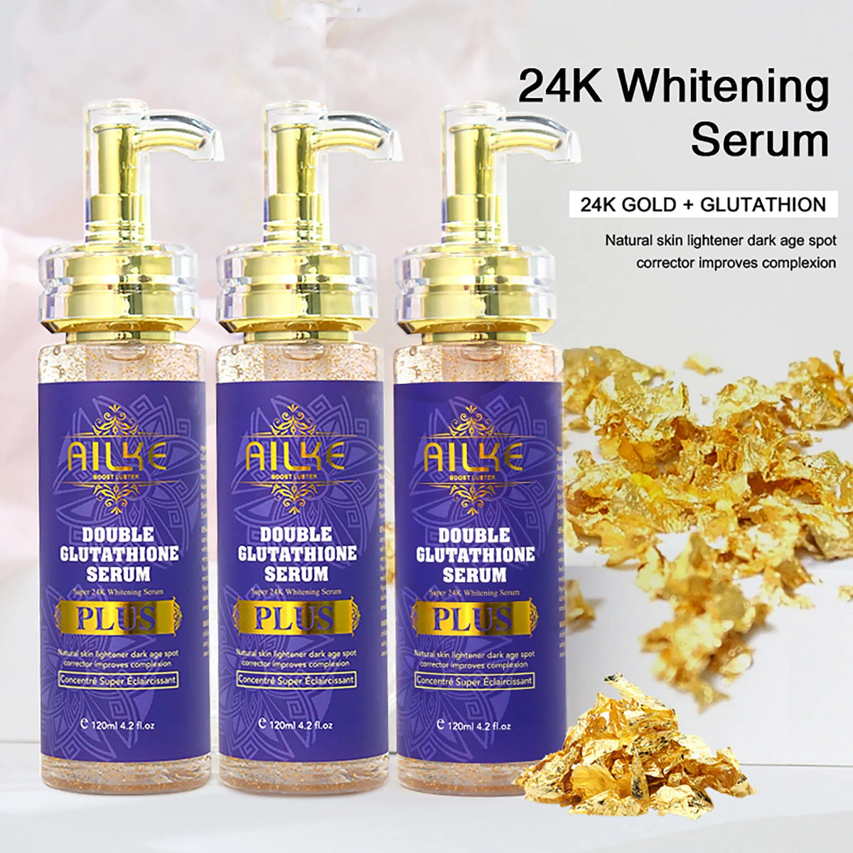 Sérum Éclaircissant Or 24K & Glutathion AILKE – Anti-Taches & Teint Uniforme – CLEVI Paris