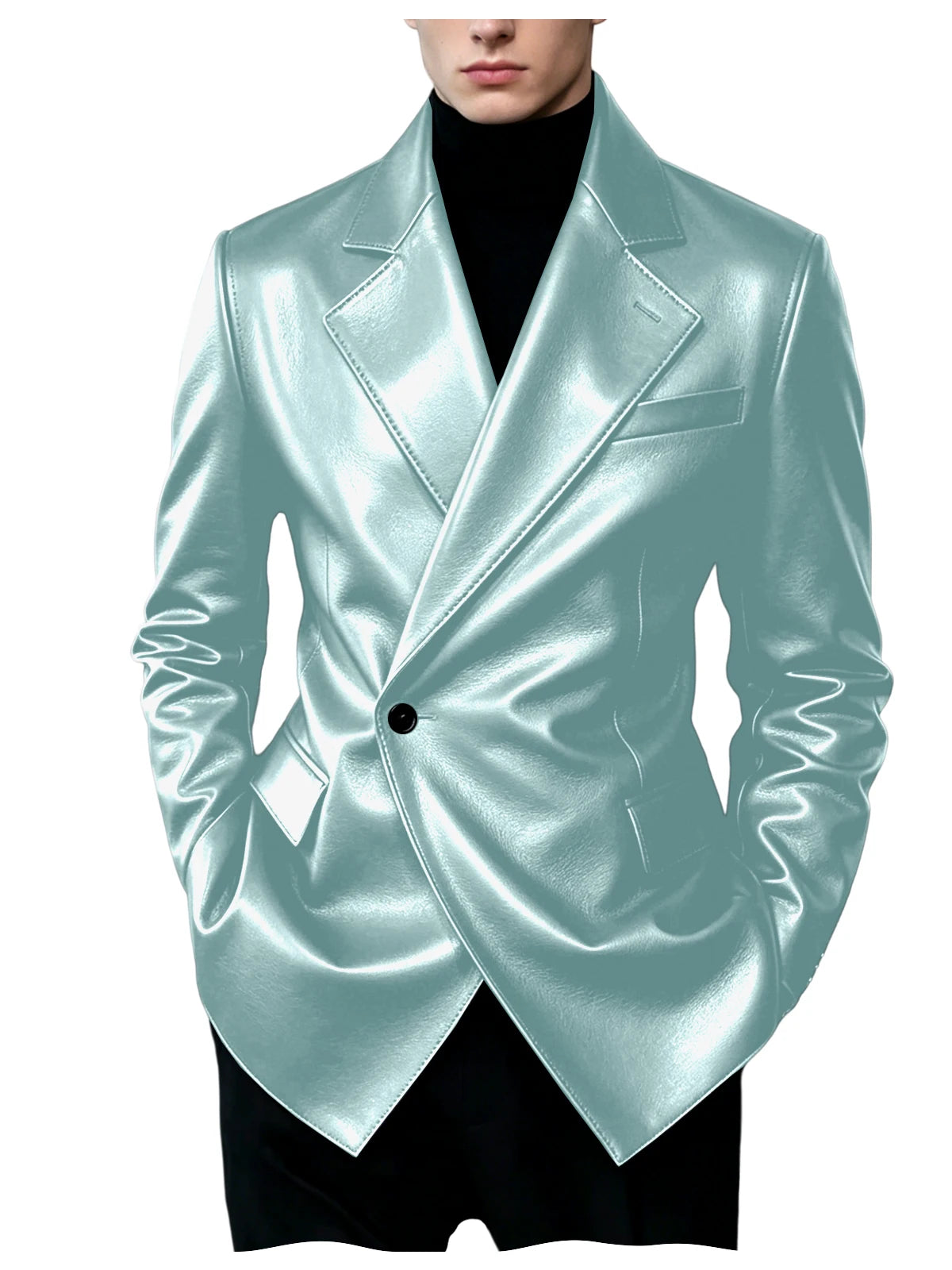 Blazer homme en similicuir, coupe ajustée – CLEVI Paris