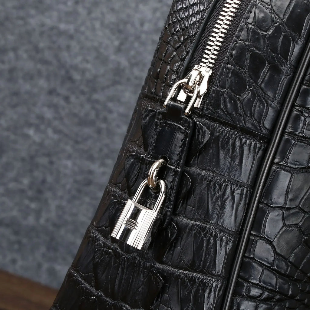 Sac Messager Homme Cuir Vache Véritable Alligator 42x31cm 14” – CLEVI Paris