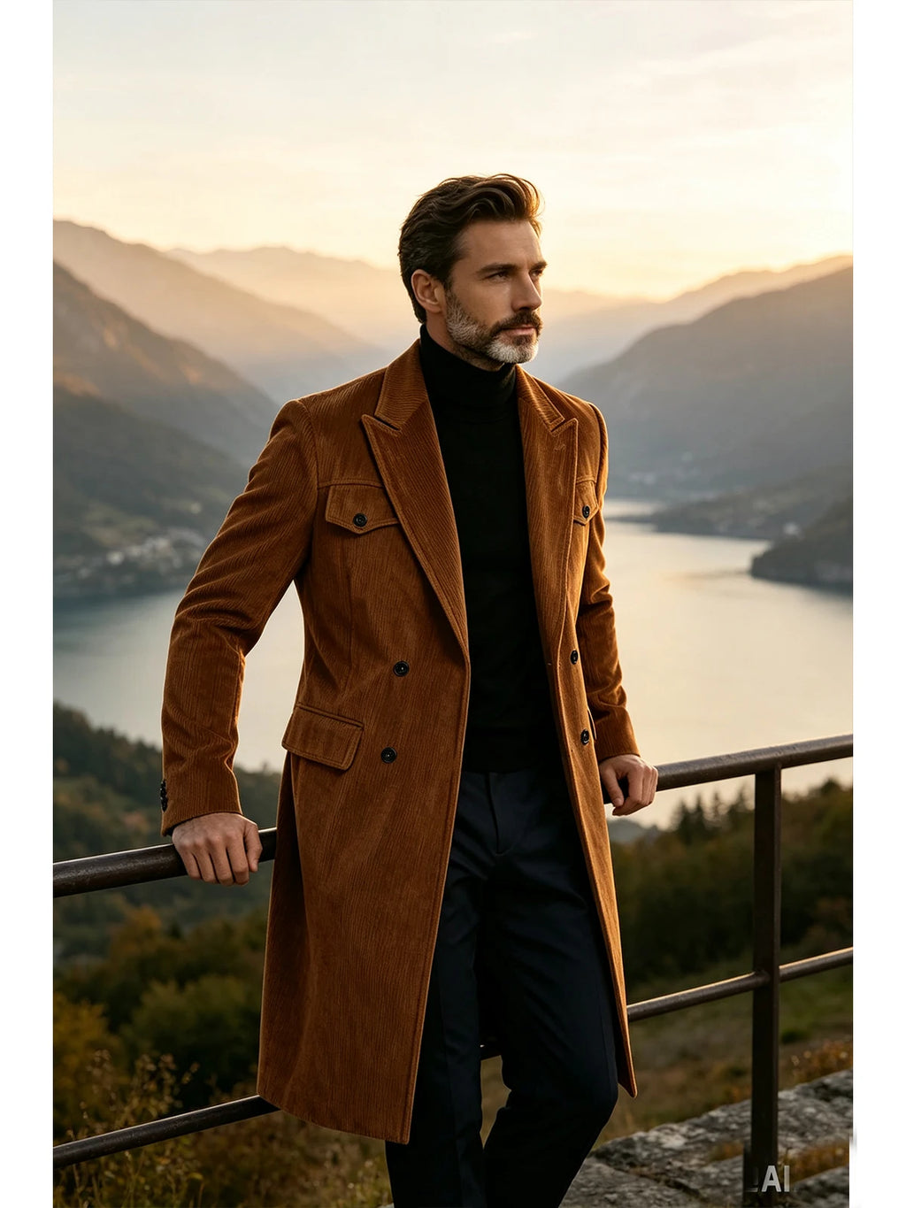 Manteau long homme en velours côtelé – CLEVI Paris