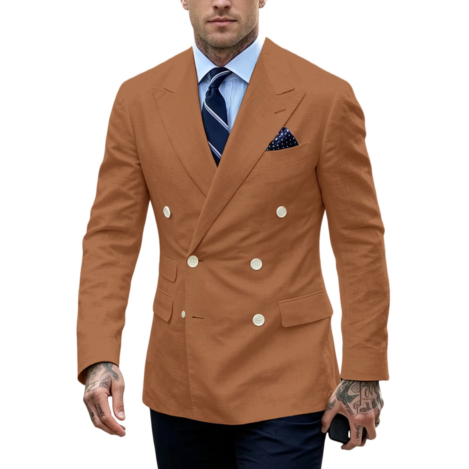 Blazer Homme Double Boutonnage Slim Fit Lin – CLEVI Paris