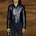 Veste homme en cuir noir motif crocodile – CLEVI Paris