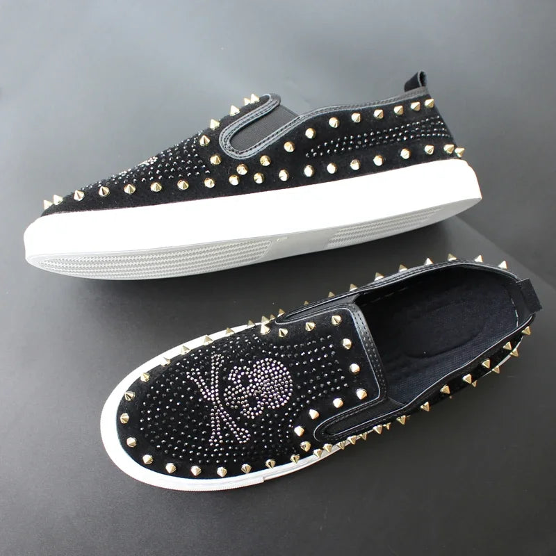 Mocassins Homme Cuir Rivets Skull – CLEVI Paris