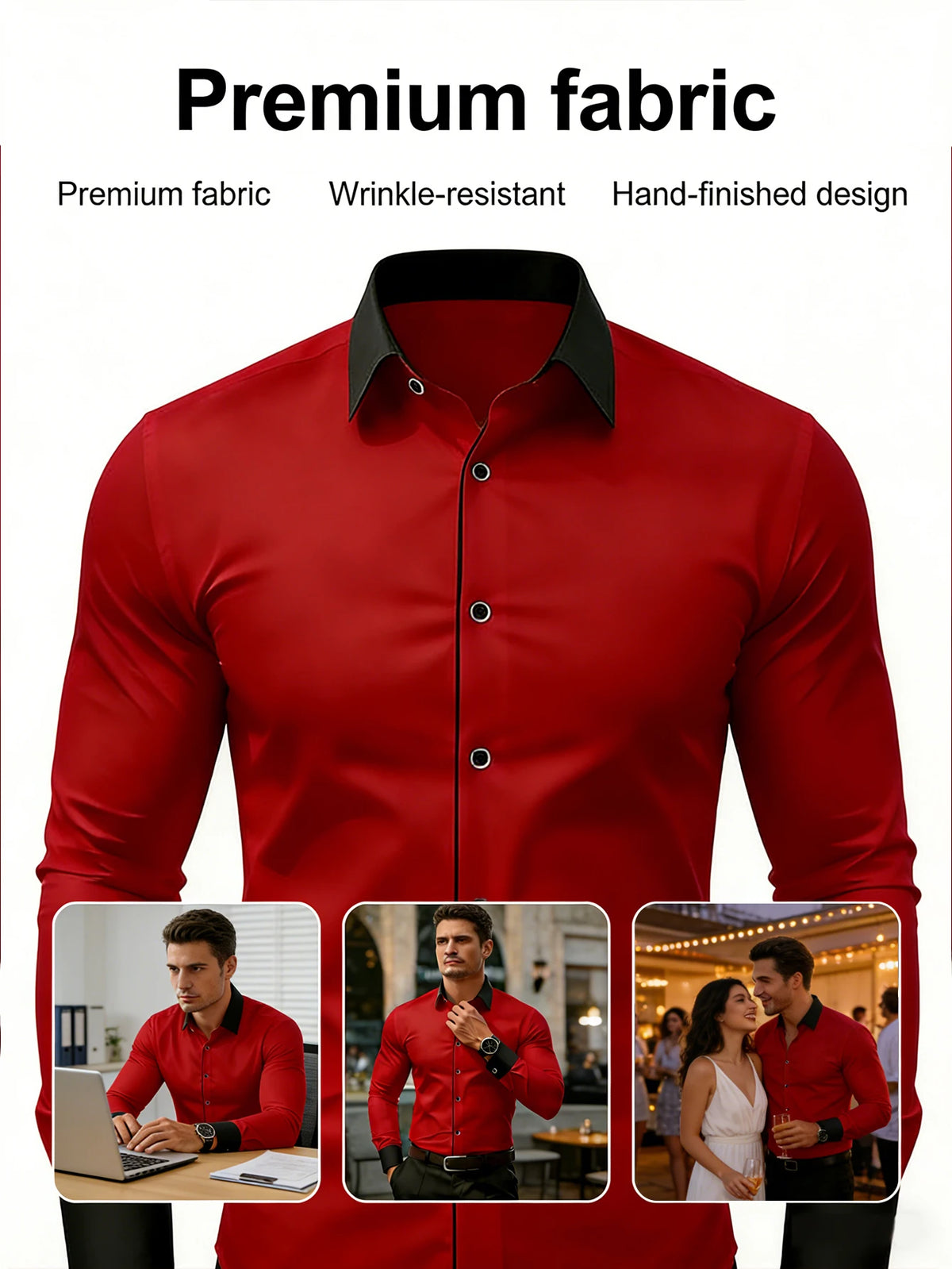 Chemise de smoking rouge homme – CLEVI Paris